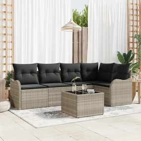 Conjunto de Sofá de Jardim vidaXL de 6 Peças com Almofadas Cinza Ratta