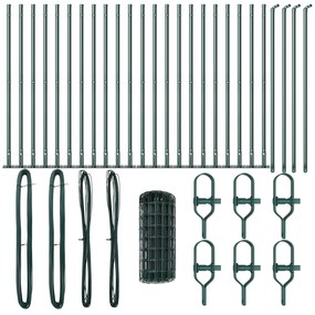 Cerca Euro com 13 Postes Flangeados 0.4x50 m Aço Galvanizado