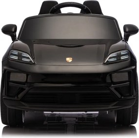 Carro elétrico para crianças até 5 anos Porsche Macan Turbo 12V, com bateria de lítio, Pneus de borracha, Controle remoto Preto