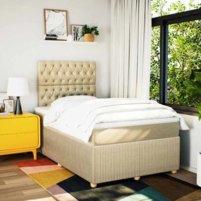 Cama com molas/colchão 120x200 cm tecido cor creme