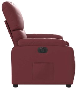 Poltrona reclinável elétrica couro artificial vermelho tinto