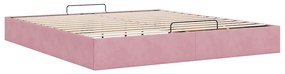Estrutura de cama otomana sem colchão 200x200 cm veludo rosa