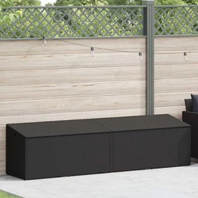 Caixa de arrumação para jardim 220x50x58 cm vime PE preto