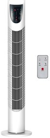 HOMCOM Ventoinha de Coluna com 3 Nivéis de Velocidade Temporizador 7,5h Potência 40W e Oscilação 70° Ø18x78,5 cm Branco
