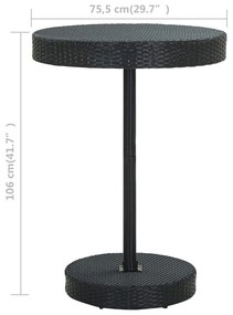 Mesa de jardim 75,5x106 cm vime PE preto