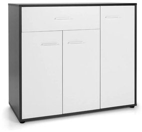 Aparador moderno de chão com 3 portas, dispositivo anti-queda e Estante ajustável para cozinha, sala de jantar, hall de entrada 88 x 40 x 80 cm Preto