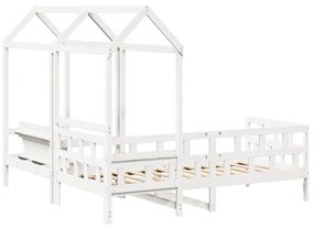 Conj. de sofá-cama c/ telhado 80x200 cm pinho maciço branco