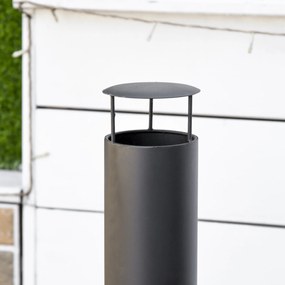 Outsunny Lareira de Jardim Braseiro Exterior de Metal com Atiçador e Chaminé para Fumaça para Varanda Campismo Ar Livre 30x30x105cm Preto