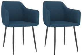 vidaXL Cadeiras de jantar 2 pcs tecido azul