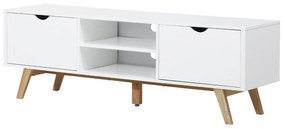 Armário de TV com armários Prateleiras Gerenciamento de cabos 150x39x50 Branco