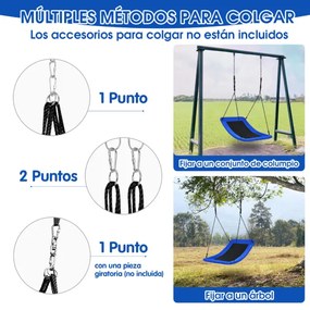 Baloiço de árvore para crianças Baloiço de exterior em tecido PP Oxford com cordas ajustáveis para parque pátio jardim 155 x 83 cm (estrutura não incl