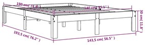 Estrutura de cama 140x190 cm madeira pinho maciça castanho cera