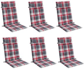 Almofadões p/ cadeira encosto alto 6 pcs oxford xadrez vermelho