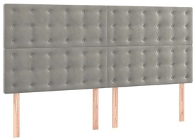 Cama com molas/colchão 200x200 cm veludo cinzento-claro