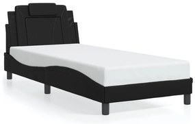 Estrutura de cama c/ luzes LED 80x200 cm couro artificial preto