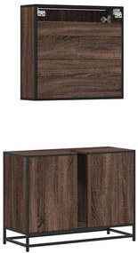 2 pcs conj. móveis WC derivados madeira cor carvalho castanho