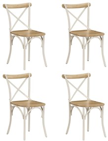 Cadeiras costas em cruz 4 pcs madeira mangueira maciça branco