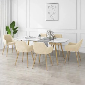 vidaXL Cadeiras de jantar 6 pcs veludo cor creme