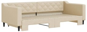 Sofá-cama com gavetão 90x200 cm tecido cor creme