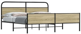 Estrutura de cama sem colchão 183x213cm metal carvalho sonoma