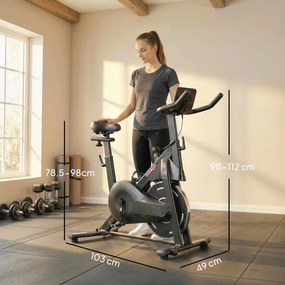 Bicicleta Estática com Resistência Magnética Regulável Ecrã LCD Volante Assento e Guiador Ajustáveis Preto