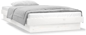 Estrutura cama c/ LED solteiro 75x190 cm madeira maciça branco