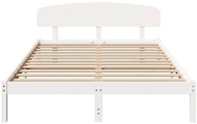 Estrado de Cama com Cabeceira Branco 150x200 cm Madeira Sólida de Pinh