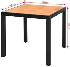 Mesa de jardim em alumínio e WPC 80x80x74 cm castanho