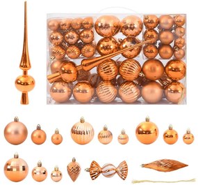 vidaXL Enfeites de Natal 98 pcs Ø3/4/6 cm cobre