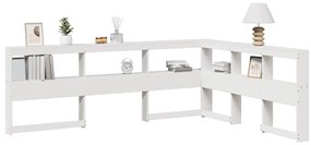 Estante cabeceira forma de L 160 cm madeira pinho maciça branco