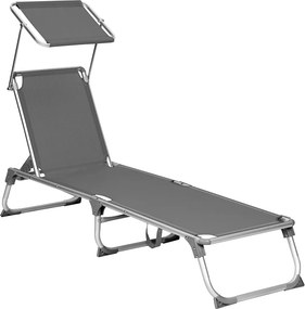 Espreguiçadeira de jardim com cobertura para o sol 55 x 193 x 31 cm Cinzento fumado