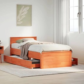 vidaXL Cama sem colchão com cabeceira 90x200 cm madeira pinho maciça