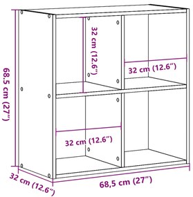 Estante 68,5x32x68,5 cm derivados de madeira cinzento sonoma