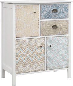 HOMCOM Aparador Cômoda Shabby Chic 2 Gavetas 3 Compartimentos de Armário Madeira de Pinho 68x34x80 cm Branco | Aosom Portugal