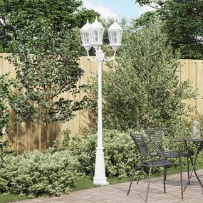 vidaXL Poste de Luz de Jardim 3-Lâmpadas E27 Branco 235 cm Alumínio