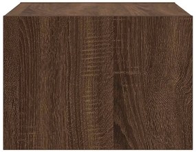 Mesa de cabeceira de parede com luzes LED carvalho castanho