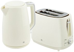 Conjunto de Torradeira e Jarro de Água Elétrico de Aço Inoxidável 2200W 1,7L Torradeira de Pão 2 Fatias 3 Funções Creme