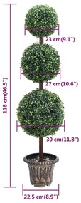 Planta artificial buxo em forma de esfera com vaso 118 cm verde
