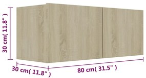 3pcs conjunto de móveis de TV derivados madeira carvalho sonoma