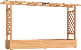 Outsunny Jardineira elevada com treliça lateral e superior, vaso de flores furos de drenagem, 200x44x113,5cm, madeira natural | Aosom Portugal