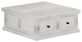 vidaXL Mesa de centro 70x70x30 cm madeira de mangueira maciça branco