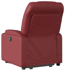 Poltrona massagens reclinável couro artificial vermelho tinto