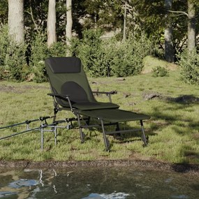 vidaXL Espreguiçadeira de pesca c/ pernas ajustáveis dobrável verde