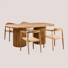 Conjunto de mesa oval de teca (200x110 cm) Randall e 4 cadeiras de - Sklum