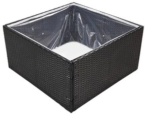 Vaso/floreira de jardim 80x80x40 cm vime PE preto
