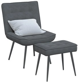 vidaXL Cadeira de descanso com banco veludo cinzento-escuro