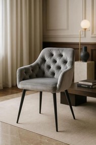 Cadeira Salle Veludo - Cinza claro