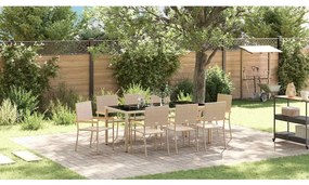 Conjunto de Jantar de Jardim com 9 Peças em Rattan Beige