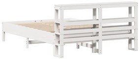 Cama sem colchão 140x200 cm madeira de pinho maciça branco