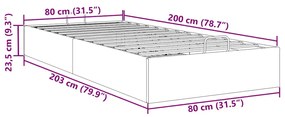 Estrutura de cama otomana sem colchão 80x200 cm castanho